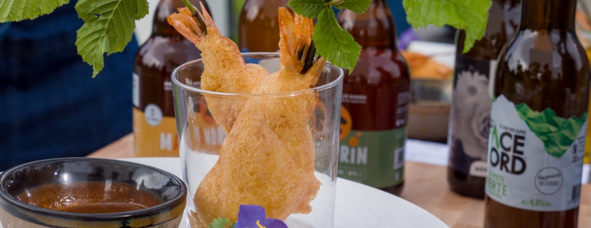 BEIGNETS DE GAMBAS VINAIGRETTE PASSION CUMIN CHATAIGNE